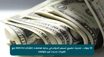 10 بنوك..  تحديث حصري لسعر الدولار في بداية تعاملات الثلاثاء 2-9-2025 مع تغيرات جديدة غير متوقعة